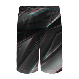 Детские спортивные шорты 3D с принтом GEOMETRY STRIPES GLITCH в городе Новоалтайск,  100% полиэстер
 | пояс оформлен широкой мягкой резинкой, ткань тянется
 | abstraction | geometry | hexagon | stripes | text | texture | абстракция | геометрия | красный | линии | неон | неоновый | полосы | соты | текстура | фигуры | черный