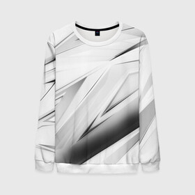 Мужской свитшот 3D с принтом GEOMETRY STRIPES WHITE в городе Новоалтайск, 100% полиэстер с мягким внутренним слоем | круглый вырез горловины, мягкая резинка на манжетах и поясе, свободная посадка по фигуре | abstraction | geometry | hexagon | stripes | text | texture | абстракция | геометрия | красный | линии | неон | неоновый | полосы | соты | текстура | фигуры | черный