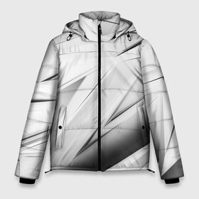 Мужская зимняя куртка 3D с принтом GEOMETRY STRIPES WHITE в городе Новоалтайск, верх — 100% полиэстер; подкладка — 100% полиэстер; утеплитель — 100% полиэстер | длина ниже бедра, свободный силуэт Оверсайз. Есть воротник-стойка, отстегивающийся капюшон и ветрозащитная планка. 

Боковые карманы с листочкой на кнопках и внутренний карман на молнии. | abstraction | geometry | hexagon | stripes | text | texture | абстракция | геометрия | красный | линии | неон | неоновый | полосы | соты | текстура | фигуры | черный