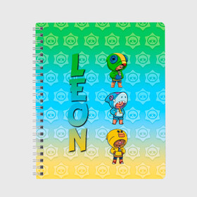 Тетрадь с принтом Brawl Stars Leon Trio в городе Новоалтайск, 100% бумага | 48 листов, плотность листов — 60 г/м2, плотность картонной обложки — 250 г/м2. Листы скреплены сбоку удобной пружинной спиралью. Уголки страниц и обложки скругленные. Цвет линий — светло-серый
 | 3 леона | brawl stars | brawl stars leon | leon | leon green | leon sally | leon shark | бравл старс | леон | леон акула | леон огонь | леон салли | леон старс | леоны