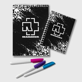 Блокнот с принтом RAMMSTEIN в городе Новоалтайск, 100% бумага | 48 листов, плотность листов — 60 г/м2, плотность картонной обложки — 250 г/м2. Листы скреплены удобной пружинной спиралью. Цвет линий — светло-серый
 | lindemann | lm | rammstein | rock | кристиан лоренц | линдеманн | лм | музыка | рамштайн | рок | тилль линдеманн