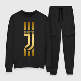Женский костюм хлопок с принтом JUVENTUS / ЮВЕНТУС в городе Новоалтайск, 100% хлопок | на свитшоте круглая горловина, мягкая резинка по низу. Брюки заужены к низу, на них два вида карманов: два 