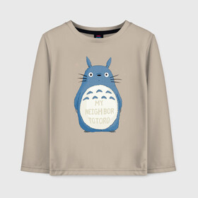 Детский лонгслив хлопок с принтом My Neighbor Totoro синий заяц в городе Новоалтайск, 100% хлопок | круглый вырез горловины, полуприлегающий силуэт, длина до линии бедер | totoro | аниме | мой сосед тоторо | мультфильм | тоторо | фэнтези | хаяо миядзаки