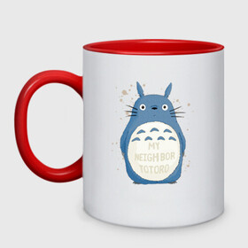 Кружка двухцветная с принтом My Neighbor Totoro синий заяц в городе Новоалтайск, керамика | объем — 330 мл, диаметр — 80 мм. Цветная ручка и кайма сверху, в некоторых цветах — вся внутренняя часть | totoro | аниме | мой сосед тоторо | мультфильм | тоторо | фэнтези | хаяо миядзаки