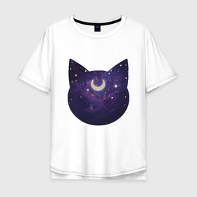 Мужская футболка хлопок Oversize с принтом Space Cat в городе Новоалтайск, 100% хлопок | свободный крой, круглый ворот, “спинка” длиннее передней части | animal | cat | cute | kitty | meow | space | друг | животные | киска | китти | космонавт | космос | кот | котенок | котик | кошечка | кошка | лев | леопард | милый | мур | мяу | ночь | пантера | питомец | рысь | тигр | улыбка