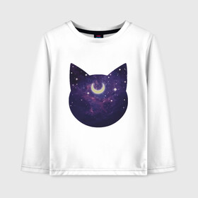Детский лонгслив хлопок с принтом Space Cat в городе Новоалтайск, 100% хлопок | круглый вырез горловины, полуприлегающий силуэт, длина до линии бедер | animal | cat | cute | kitty | meow | space | друг | животные | киска | китти | космонавт | космос | кот | котенок | котик | кошечка | кошка | лев | леопард | милый | мур | мяу | ночь | пантера | питомец | рысь | тигр | улыбка