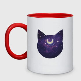 Кружка двухцветная с принтом Space Cat в городе Новоалтайск, керамика | объем — 330 мл, диаметр — 80 мм. Цветная ручка и кайма сверху, в некоторых цветах — вся внутренняя часть | Тематика изображения на принте: animal | cat | cute | kitty | meow | space | друг | животные | киска | китти | космонавт | космос | кот | котенок | котик | кошечка | кошка | лев | леопард | милый | мур | мяу | ночь | пантера | питомец | рысь | тигр | улыбка