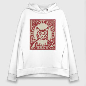 Женское худи Oversize хлопок с принтом Cats Republic в городе Новоалтайск, френч-терри — 70% хлопок, 30% полиэстер. Мягкий теплый начес внутри —100% хлопок | боковые карманы, эластичные манжеты и нижняя кромка, капюшон на магнитной кнопке | animal | cat | cute | kitty | meow | obey | друг | животные | киска | китти | кот | котенок | котик | кошечка | кошка | лев | леопард | милый | мур | мяу | пантера | питомец | рысь | тигр | улыбка