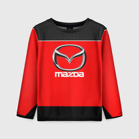 Детский лонгслив 3D с принтом MAZDA в городе Новоалтайск, 100% полиэстер | длинные рукава, круглый вырез горловины, полуприлегающий силуэт
 | amg | auto | bmw | honda | jdm | mercedes | nissan | porsche | racing | sport | subar | toyota | автомобил | автомобильные | киа | лексус | марка | машины | митсубиси | ниссан | порше | спорт | субару | тесла | тойота | хонда