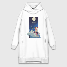 Платье-худи хлопок с принтом Mononoke на волке с луной в городе Новоалтайск,  |  | princess mononoke | аниме | студия «гибли»