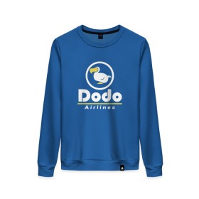 Женский свитшот хлопок с принтом Dodo Airlines в городе Новоалтайск, 100% хлопок | прямой крой, круглый вырез, на манжетах и по низу широкая трикотажная резинка  | animal crossing | dodo airlines | new horizons | авиаперевозчик | вымышленная компания | доставка | мем | мемы | почта | самолёты | транспорт