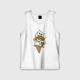 Детская майка хлопок с принтом Ice Cream Cats в городе Новоалтайск,  |  | animal | cat | cute | kitty | meow | друг | еда | животные | киска | китти | кот | котенок | котик | кошечка | кошка | лев | леопард | милый | мороженое | мур | мяу | пантера | питомец | рысь | тигр | улыбка