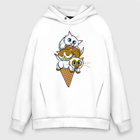 Мужское худи Oversize хлопок с принтом Ice Cream Cats в городе Новоалтайск, френч-терри — 70% хлопок, 30% полиэстер. Мягкий теплый начес внутри —100% хлопок | боковые карманы, эластичные манжеты и нижняя кромка, капюшон на магнитной кнопке | Тематика изображения на принте: animal | cat | cute | kitty | meow | друг | еда | животные | киска | китти | кот | котенок | котик | кошечка | кошка | лев | леопард | милый | мороженое | мур | мяу | пантера | питомец | рысь | тигр | улыбка