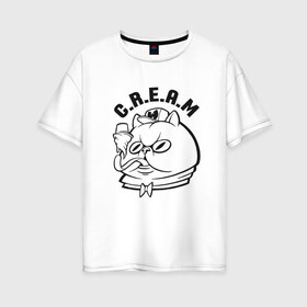 Женская футболка хлопок Oversize с принтом Wu-Tang Cat в городе Новоалтайск, 100% хлопок | свободный крой, круглый ворот, спущенный рукав, длина до линии бедер
 | animal | cat | cream | cute | hip hop | kitty | meow | rap | wu tang | wu tang clan | друг | животные | киска | китти | кот | котенок | котик | кошечка | кошка | лев | леопард | милый | мур | мяу | пантера | питомец | рысь | рэп | тигр | улыбка