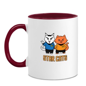 Кружка двухцветная с принтом Star Cats в городе Новоалтайск, керамика | объем — 330 мл, диаметр — 80 мм. Цветная ручка и кайма сверху, в некоторых цветах — вся внутренняя часть | Тематика изображения на принте: animal | cat | cute | kitty | meow | друг | животные | киска | китти | кот | котенок | котик | кошечка | кошка | лев | леопард | милый | мур | мяу | пантера | питомец | рысь | тигр | улыбка