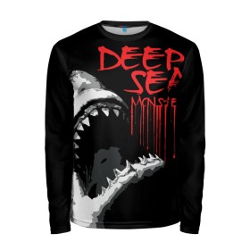 Мужской лонгслив 3D с принтом Deep Sea в городе Новоалтайск, 100% полиэстер | длинные рукава, круглый вырез горловины, полуприлегающий силуэт | акула | монстр | море