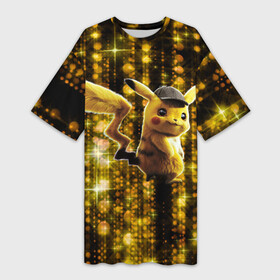 Платье-футболка 3D с принтом Пушистик Пикачу в городе Новоалтайск,  |  | pikachu | pokemon | аниме | зверек | мультик | мультфильм | пика | пикачу | покемон | покемоны