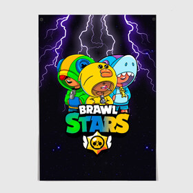 Постер с принтом Brawl Stars Leon Trio в городе Новоалтайск, 100% бумага
 | бумага, плотность 150 мг. Матовая, но за счет высокого коэффициента гладкости имеет небольшой блеск и дает на свету блики, но в отличии от глянцевой бумаги не покрыта лаком | 3 леона | brawl stars | brawl stars leon | leon | leon green | leon sally | leon shark | бравл старс | леон | леон акула | леон огонь | леон салли | леон старс | леоны