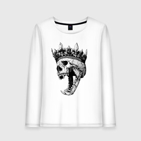 Женский лонгслив хлопок с принтом Fangs в городе Новоалтайск, 100% хлопок |  | crown | fangs | jaw | orbits | skull | teeth | елазницы | зубы | клыки | корона | оскал | пасть | череп