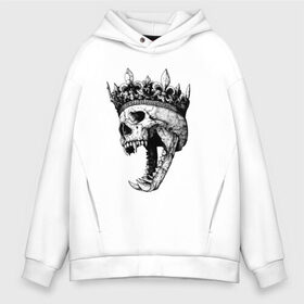 Мужское худи Oversize хлопок с принтом Fangs в городе Новоалтайск, френч-терри — 70% хлопок, 30% полиэстер. Мягкий теплый начес внутри —100% хлопок | боковые карманы, эластичные манжеты и нижняя кромка, капюшон на магнитной кнопке | crown | fangs | jaw | orbits | skull | teeth | елазницы | зубы | клыки | корона | оскал | пасть | череп