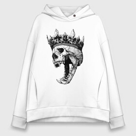 Женское худи Oversize хлопок с принтом Fangs в городе Новоалтайск, френч-терри — 70% хлопок, 30% полиэстер. Мягкий теплый начес внутри —100% хлопок | боковые карманы, эластичные манжеты и нижняя кромка, капюшон на магнитной кнопке | crown | fangs | jaw | orbits | skull | teeth | елазницы | зубы | клыки | корона | оскал | пасть | череп