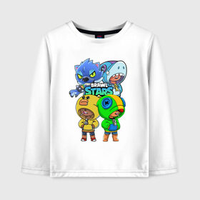 Детский лонгслив хлопок с принтом Brawl Stars Leon Quattro в городе Новоалтайск, 100% хлопок | круглый вырез горловины, полуприлегающий силуэт, длина до линии бедер | brawl leon | brawl stars | leon | leon green | leon sally | leon shark | leon wolf | бравл старс | леон | леон акула | леон бравл | леон волк | леон салли