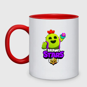 Кружка двухцветная с принтом BRAWL STARS SPIKE в городе Новоалтайск, керамика | объем — 330 мл, диаметр — 80 мм. Цветная ручка и кайма сверху, в некоторых цветах — вся внутренняя часть | bibi | brawl stars | coach mike | crow | leon | leon shark | max | mecha crow | mr.p | phoenix | sally leon | spike | sprout | unicorn | virus 8 bit | werewolf | ворон | оборотень | пингвин