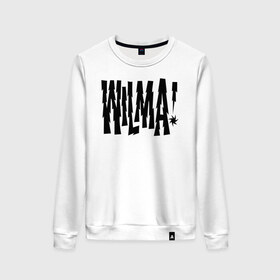 Женский свитшот хлопок с принтом WILMA в городе Новоалтайск, 100% хлопок | прямой крой, круглый вырез, на манжетах и по низу широкая трикотажная резинка  | bamm bamm rubble | barney rubble | bedrock | betty rubble | dino | flintstones | fred flintstone | hoppy | pebbles | stone age | vdgerir | wilma | флинстоун | флинтстоун