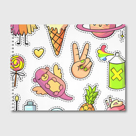 Альбом для рисования с принтом Emoji в городе Новоалтайск, 100% бумага
 | матовая бумага, плотность 200 мг. | Тематика изображения на принте: emoji | еда | животные | звери | наклейки | позитив | смайлы | стикеры