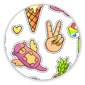 Коврик для мышки круглый с принтом Emoji в городе Новоалтайск, резина и полиэстер | круглая форма, изображение наносится на всю лицевую часть | emoji | еда | животные | звери | наклейки | позитив | смайлы | стикеры