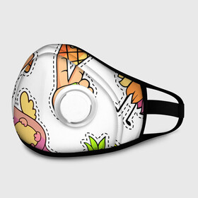 Маска из неопрена с принтом Emoji в городе Новоалтайск, неопрен 100% | Форма огибающая нос. Резинки для ушей с дополнительной резинкой на затылке. Клапан для выдоха для активного дыхания при занятиях спортом. Эластичный материал маски и окантовки для лучшего растяжения и прилегания маски.  | emoji | еда | животные | звери | наклейки | позитив | смайлы | стикеры
