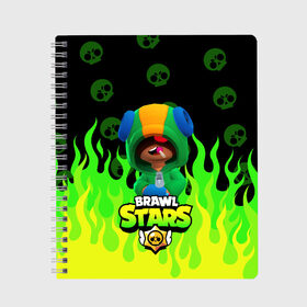 Тетрадь с принтом Brawl Stars LEON в городе Новоалтайск, 100% бумага | 48 листов, плотность листов — 60 г/м2, плотность картонной обложки — 250 г/м2. Листы скреплены сбоку удобной пружинной спиралью. Уголки страниц и обложки скругленные. Цвет линий — светло-серый
 | brawl stars | brawl stars sally | brawl stars wolf | leon | leon shark | sally | stars | бравл старс | бравл старс леон | волк | леон | леон акула | леон волк