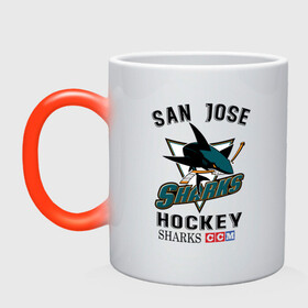 Кружка хамелеон с принтом SAN JOSE SHARKS в городе Новоалтайск, керамика | меняет цвет при нагревании, емкость 330 мл | Тематика изображения на принте: hockey | nhl | san jose | sharks | sport | usa | акулы | надпись | нхл | сан хосе | символы | сообщение | спорт | сша | текст | фраза | хоккей | цитаты | шайбу