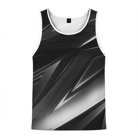 Мужская майка 3D с принтом GEOMETRY STRIPES BLACK & WHITE в городе Новоалтайск, 100% полиэстер | круглая горловина, приталенный силуэт, длина до линии бедра. Пройма и горловина окантованы тонкой бейкой | Тематика изображения на принте: abstraction | geometry | hexagon | stripes | text | texture | абстракция | геометрия | красный | линии | неон | неоновый | полосы | соты | текстура | фигуры | черный