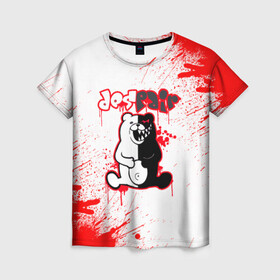 Женская футболка 3D с принтом MONOKUMA в крови в городе Новоалтайск, 100% полиэфир ( синтетическое хлопкоподобное полотно) | прямой крой, круглый вырез горловины, длина до линии бедер | ahegao | danganronpa | monokuma | senpai | аниме | монокума | надпись | прикольные картинки | прикольные надписи | сердце | я люблю аниме