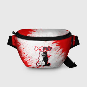 Поясная сумка 3D с принтом MONOKUMA в крови в городе Новоалтайск, 100% полиэстер | плотная ткань, ремень с регулируемой длиной, внутри несколько карманов для мелочей, основное отделение и карман с обратной стороны сумки застегиваются на молнию | ahegao | danganronpa | monokuma | senpai | аниме | монокума | надпись | прикольные картинки | прикольные надписи | сердце | я люблю аниме