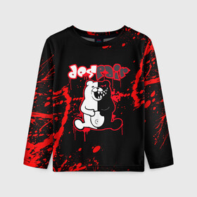 Детский лонгслив 3D с принтом monokuma  в городе Новоалтайск, 100% полиэстер | длинные рукава, круглый вырез горловины, полуприлегающий силуэт
 | ahegao | danganronpa | monokuma | senpai | аниме | монокума | надпись | прикольные картинки | прикольные надписи | сердце | я люблю аниме