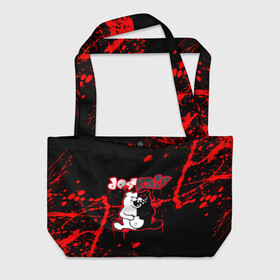 Пляжная сумка 3D с принтом monokuma в кровяных брызгах в городе Новоалтайск, 100% полиэстер | застегивается на металлическую кнопку; внутренний карман застегивается на молнию. Стенки укреплены специальным мягким материалом, чтобы защитить содержимое от несильных ударов
 | ahegao | danganronpa | monokuma | senpai | аниме | монокума | надпись | прикольные картинки | прикольные надписи | сердце | я люблю аниме