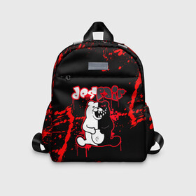 Детский рюкзак 3D с принтом monokuma в кровяных брызгах в городе Новоалтайск, 100% полиэстер | лямки с регулируемой длиной, сверху петелька, чтобы рюкзак можно было повесить на вешалку. Основное отделение закрывается на молнию, как и внешний карман. Внутри дополнительный карман. По бокам два дополнительных кармашка | ahegao | danganronpa | monokuma | senpai | аниме | монокума | надпись | прикольные картинки | прикольные надписи | сердце | я люблю аниме