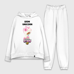Женский костюм хлопок Oversize с принтом BRAWL STARS LEON UNICORN. в городе Новоалтайск,  |  | 8 bit | brawl stars | coach mike | crow | leon shark | leon unicorn | max | mr.p | sally leon | shark | sprout | werewolf leon | берли | бравл старс | ворон | макс | оборотень | спроут