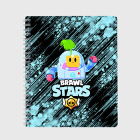 Тетрадь с принтом Brawl Stars SPROUT в городе Новоалтайск, 100% бумага | 48 листов, плотность листов — 60 г/м2, плотность картонной обложки — 250 г/м2. Листы скреплены сбоку удобной пружинной спиралью. Уголки страниц и обложки скругленные. Цвет линий — светло-серый
 | bibi | brawl stars | crow | leon | leon shark | max | mecha crow | mr.p | sally leon | shark | sprout | virus 8 bit | берли | биби | бравл старс | вирус 8 бит | ворон | леон | макс | мешх | спроут | сэли леон