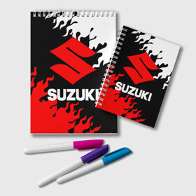 Блокнот с принтом SUZUKI (2) в городе Новоалтайск, 100% бумага | 48 листов, плотность листов — 60 г/м2, плотность картонной обложки — 250 г/м2. Листы скреплены удобной пружинной спиралью. Цвет линий — светло-серый
 | Тематика изображения на принте: suzuki | авто | автомобиль | сузуки