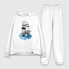 Женский костюм хлопок Oversize с принтом Корабль в городе Новоалтайск,  |  | captain | fashion | ocean | sail | sailor | sea | ship | style | travel | water | yacht | вода | капитан | корабль | матрос | мода | море | океан | парус | путешествие | свобода | солнце | стиль | яхта