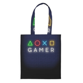 Шоппер 3D с принтом Doxo Gamer в городе Новоалтайск, 100% полиэстер | Плотность: 200 г/м2; Размер: 34×35 см; Высота лямок: 30 см | end of the game | game | gamepad | gamer | joystik | management | player | pleir | prefix | гаймер | джойстик | игра | игрок | конец игры | надпись | плеир | приставка | символы | сообщение | текст | управление | фраза | цитаты