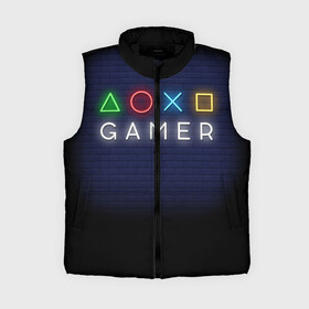 Женский жилет утепленный 3D с принтом Doxo Gamer в городе Новоалтайск,  |  | end of the game | game | gamepad | gamer | joystik | management | player | pleir | prefix | гаймер | джойстик | игра | игрок | конец игры | надпись | плеир | приставка | символы | сообщение | текст | управление | фраза | цитаты