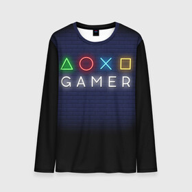 Мужской лонгслив 3D с принтом Doxo Gamer в городе Новоалтайск, 100% полиэстер | длинные рукава, круглый вырез горловины, полуприлегающий силуэт | end of the game | game | gamepad | gamer | joystik | management | player | pleir | prefix | гаймер | джойстик | игра | игрок | конец игры | надпись | плеир | приставка | символы | сообщение | текст | управление | фраза | цитаты