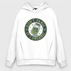Мужское худи Oversize хлопок с принтом Dont Panic Its Organic в городе Новоалтайск, френч-терри — 70% хлопок, 30% полиэстер. Мягкий теплый начес внутри —100% хлопок | боковые карманы, эластичные манжеты и нижняя кромка, капюшон на магнитной кнопке | art | jar | leaves | арт | банка | листья | надпись | символы | сообщение | текст | фраза | цитаты