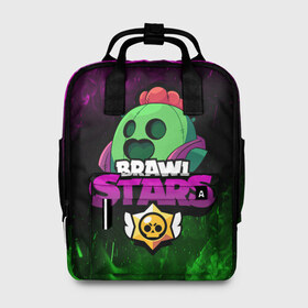 Женский рюкзак 3D с принтом Spike BRAWL STARS в городе Новоалтайск, 100% полиэстер | лямки с регулируемой длиной, сверху ручки, чтобы рюкзак нести как сумку. Основное отделение закрывается на молнию, как и внешний карман. Внутри два дополнительных кармана, один из которых закрывается на молнию. По бокам два дополнительных кармашка, куда поместится маленькая бутылочка
 | brawl stars spike | spike | бравл старс спайк | бравлер | кактус | спайк