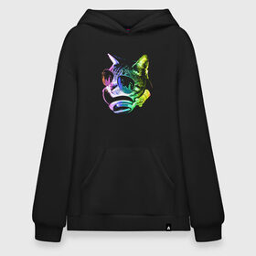 Худи SuperOversize хлопок с принтом DJ Cat в городе Новоалтайск, 70% хлопок, 30% полиэстер, мягкий начес внутри | карман-кенгуру, эластичная резинка на манжетах и по нижней кромке, двухслойный капюшон
 | animal | cat | cute | dj | kitty | meow | music | арт | диджей | друг | животные | киска | китти | кот | котенок | котик | кошечка | кошка | лев | леопард | милый | минимализм | музыка | мур | мяу | пантера | питомец | рисунок