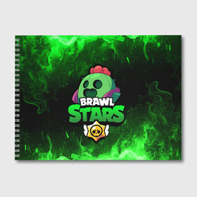 Альбом для рисования с принтом Spike BRAWL STARS в городе Новоалтайск, 100% бумага
 | матовая бумага, плотность 200 мг. | Тематика изображения на принте: brawl stars spike | spike | бравл старс спайк | бравлер | кактус | спайк